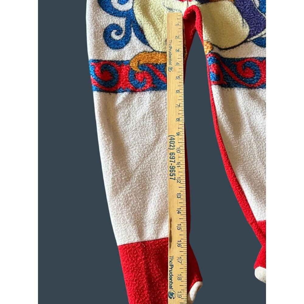 90s Disney Aladdin Fleece Pajamas Red Sleeper Suit Kids 6-8 Footsie Genie Read* - Picture 4 of 13